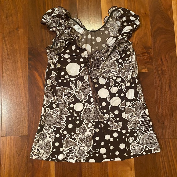 Retro Suzy Shier Tank Top, Brown with White Bold Pattern - Picture 8 of 14